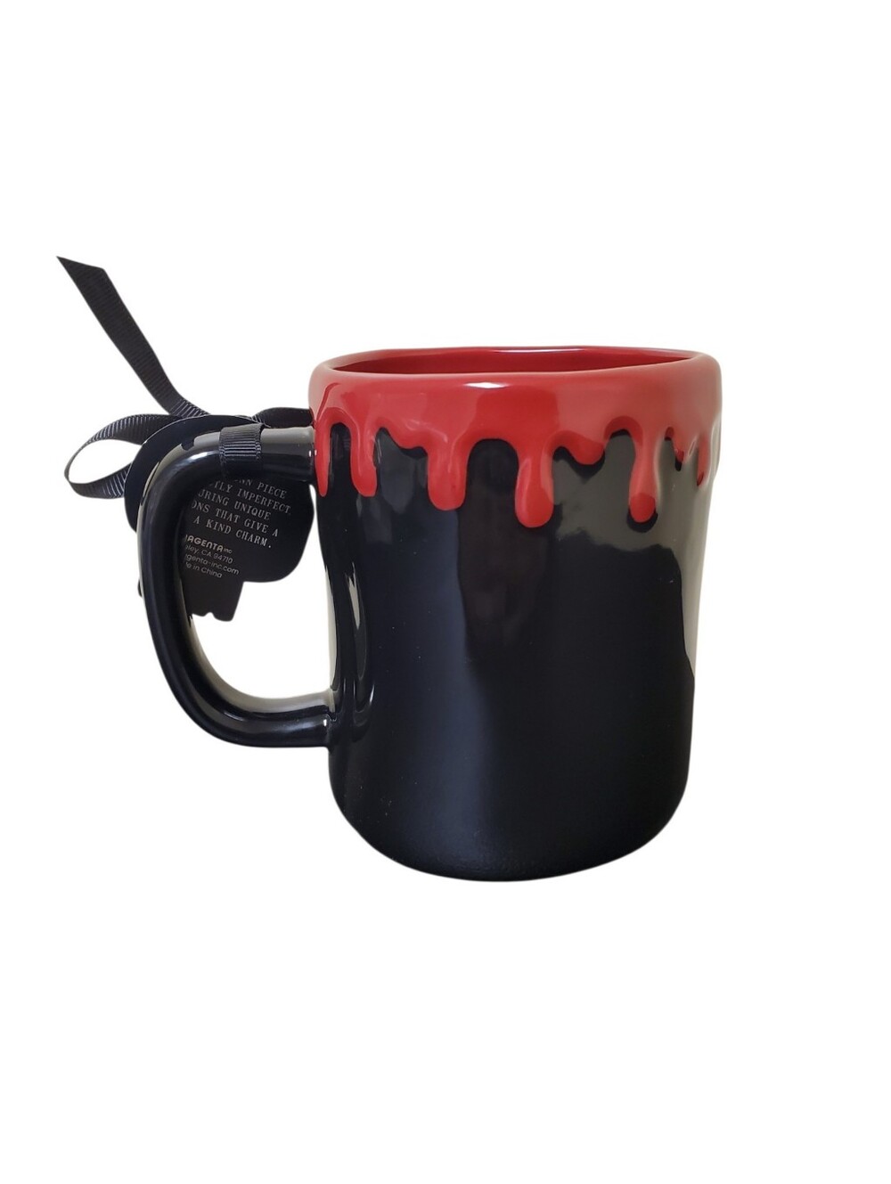 Rae Dunn Bite Me Viral Halloween Red Vampire Blood Drip Ceramic Coffee Mug NWT - Picture 4 of 6
